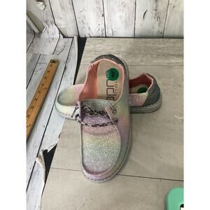 Hey Dude Youth Girls Glitter Fun Wendy Shoes Size 3